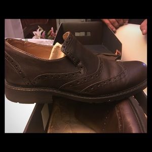 Rhune Men’s Brown Leather Slip On Dress Shoes.